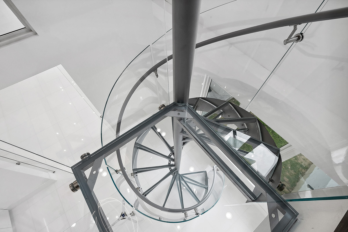 Kenilworth Residence - Almost All Glass Circular Staircase